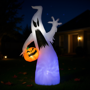 Fantasma Inflable LED de Halloween de 5.9 Pies, Decoración Exterior Impermeable para Jardín con Calabaza Iluminada, Decoración Inflable de Halloween - Product Image 2
