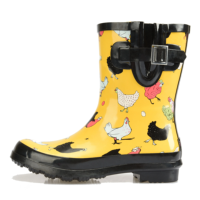 Botte de pluie en caoutchouc de l'agriculteur populaire confortable personnalisé hauteur Animal poulet impression Wellington