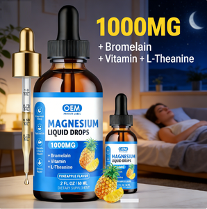 Gouttes liquides de magnésium saveur ananas avec bromélaïne, vitamines et L-théanine favorisant le sommeil, la relaxation, la santé des muscles et des os - Product Image 6