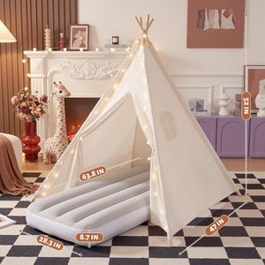 Tienda de campaña <span class=keywords><strong>tipi</strong></span> de lona de algodón para niños, tienda de juegos plegable para interiores, para bebés, fiestas infantiles, pijamadas, regalos, juguete - Product Image 4