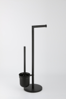 Porte-papier hygiénique et brosse moderne noir en acier inoxydable pour hôtels, usage domestique dans la salle de bain, le salon et la salle à manger.