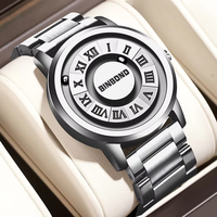 Reloj de Cuarzo para Hombre BINBOND 234, Diseño Creativo con Puntero Desplazable, Nuevo Concepto de Tendencia, Resistente al Agua, Fuerza Magnética, Moderno y Personalizado