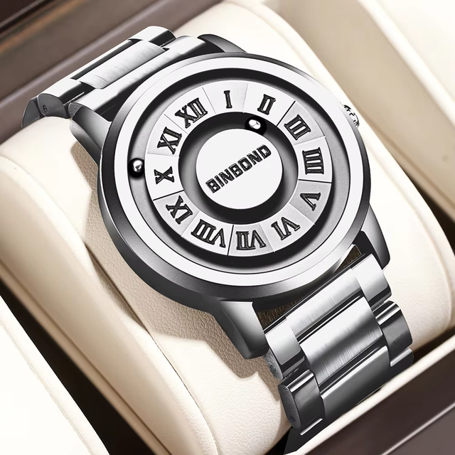 BINBOND 234 Men's Quartz Watch Creative Scrolling Pointer New Trend Concept Waterproof Magnetic Force Fashionable Personalized