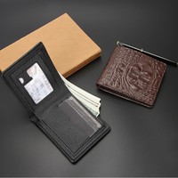 Dompet pendek Pria, tempat kartu bisnis kulit Pu buaya buatan tangan, kapasitas besar banyak Slot kartu
