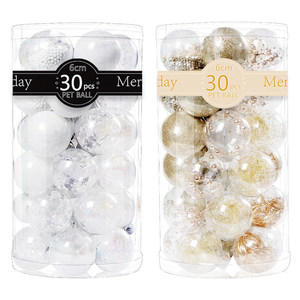 Lamp Fairy 30pcs <b>Christmas</b> Ball Ornaments 6cm <b>White</b> Gold Glitter Clear Tree <b>Decorations</b> DIY Photo Shoot Props - Product Image 1