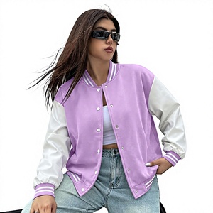 Street Style Wholesale Custom Logo <b>Women</b> <b>Varsity</b> <b>Jacket</b> Plus Size <b>Women</b> Winter Crop Fleece <b>Varsity</b> <b>Jacket</b> Casual Wear for <b>Women</b> - Product Image 1