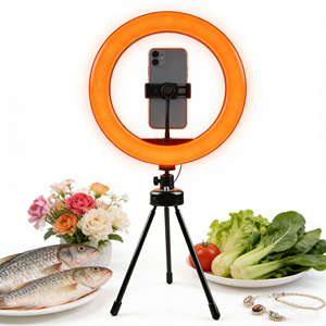 Aro de Luz LED con Soporte Triangular y Luz de Video Regulable de 8 Pulgadas con Control Remoto para <span class=keywords><strong>YouTube</strong></span>, Podcast, Cine - Product Image 2