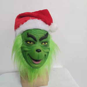 Winter Party Role Play Funny Snow Monster Christmas Mask <strong>Grinch</strong> Green Haired Monster Gloves Beard Santa Claus <strong>Hat</strong> Gift - Product Image 1