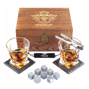 FHbiz-Conjunto de caja de madera con piedras para enfriar whisky, personalizado, con cubitos de hielo, posavasos para gafas - Product Image 1