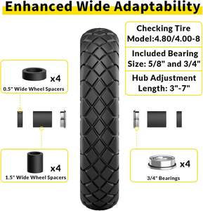 Roue en mousse PU solide HL 4.80/4.00-<span class=keywords><strong>8</strong></span> 16 pouces, roue de <span class=keywords><strong>brouette</strong></span> sans chambre à air, roulements <span class=keywords><strong>5</strong></span>/<span class=keywords><strong>8</strong></span> pouces <span class=keywords><strong>3</strong></span>/4 pouces, charge de 400 livres, lot de 2, noir - Product Image 4