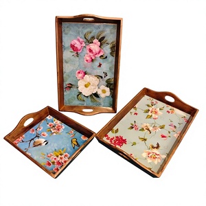 Bandeja Decorativa de Madera MDF con Estampado Meena, Venta Directa de Fábrica, Bandeja de Servicio con Asas para Decoración del Hogar, Hotel, Restaurante - Product Image 6