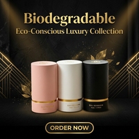 Emballage en tube de papier noir mat biodégradable, boîte en tube de papier, tube de papier de luxe avec estampage à chaud doré, conteneur cadeau, boîte à parfum