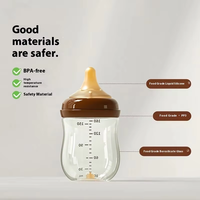 Biberon anti-colique pour nouveau-né en verre borosilicate de haute qualité, design mignon, large ouverture, tétine en silicone, sans BPA, compatible micro-ondes
