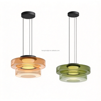 Luminaire suspendu en verre empilé moderne, lampe suspendue LED en verre coloré à plusieurs niveaux pour îlot de cuisine, décoration de table à manger