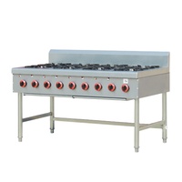 Équipement de cuisine commerciale cuisinière à gaz autoportante à 8 brûleurs avec four à gaz