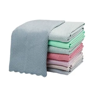 Kualitas Premium kain sisik ikan bebas serat kain pembersih berlian Microfiber serbaguna untuk rumah tangga