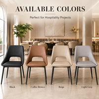 Chaise de salle à manger moderne à dossier incurvé, assise en terracotta rembourrée avec pieds en métal noir pour hôtel et restaurant