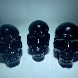 Calaveras de <span class=keywords><strong>Obsidiana</strong></span> Negra Natural Pulida, Coleccionables para el Hogar, Meditación, Regalo para Días Festivos y Halloween - Product Image 1