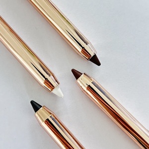 Tubo dorado impermeable marrón oscuro negro delineador de ojos retráctil Lápiz Delineador de ojos gel orgánico vegano delineador de ojos cremoso - Product Image 1