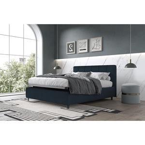 Lit double avec rangement en tissu couleur pétrole - Product Image 1