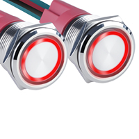 Interrupteur à bouton-poussoir LED 24V en acier inoxydable et aluminium IP65 à maintien de l'engagement 1NO1NC, tête dôme noire, rouge, verte, 10A DC