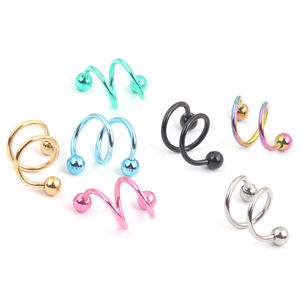Alisouy 1PC 16G/1.2mm Bouchons d'oreille 7 Couleurs Double Twister <span class=keywords><strong>Spirale</strong></span> Oreille Cartilage Hedix <span class=keywords><strong>Piercing</strong></span> <span class=keywords><strong>Helix</strong></span> <span class=keywords><strong>Piercing</strong></span> Nez Anneau Bijoux de Corps - Product Image 2