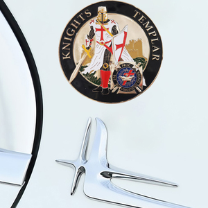 Lencana Emblem Mobil Masonik KNIGHTS TEMPLAR Stiker Samping Mobil Freemason Aksesoris Simbol Bahan Paduan Seng - Product Image 6