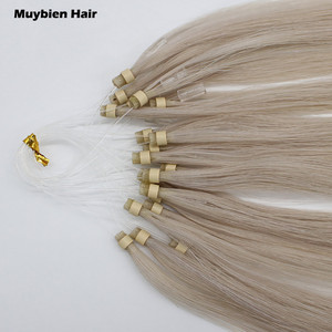 Extensions de <span class=keywords><strong>cheveux</strong></span> humains blond perle à micro-anneaux, <span class=keywords><strong>cheveux</strong></span> chinois vierges non traités, outil de pose Nano Ring - Product Image 1