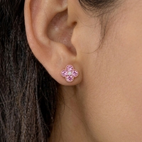 QX personnalisé OEM bijoux fins de luxe pour femmes plaqué or rose 18 carats 925 argent sterling trèfle à quatre feuilles fleur bague en zircon cubique
