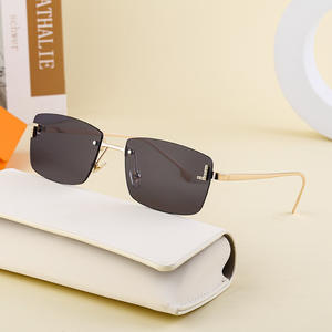 Gafas de Sol Lanvin sin Marco con Bordes Biselados, UV400, Metálicas, para Mujer, de Moda, para Viaje, Protección Solar, Lentes Transparentes Incolores de PC - Product Image 5