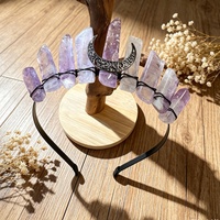 Diadema de Cristal Natural Hecha a Mano, Serie Negra, Accesorio Moderno para Mujer, Estilo Europeo Americano, para Sesiones de Fotos