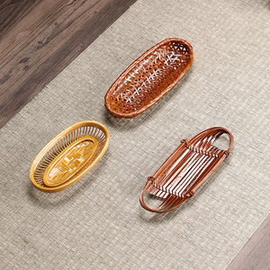 Bamboo Woven <b>Tea</b> <b>Tray</b> Oval Shape Storage Basket For <b>Tea</b> Ceremony Zen Style - Product Image 2