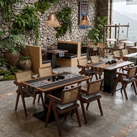 Ensembles de salle à manger de style montagne avec banquettes souples, résistants à l'huile et aux rayures, parfaits pour les chaînes de restaurants de fondue