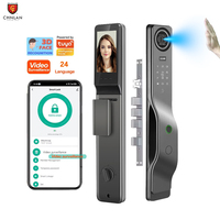 Serrure de porte intelligente à reconnaissance faciale 3D, serrure numérique Wifi Tuya, déverrouillage par empreinte digitale, déverrouillage par motif statique de la paume, interphone vidéo avec caméra