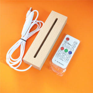 Lámpara Nocturna LED RGB <span class=keywords><strong>de</strong></span> Estilo Australiano con 7 Colores Cambiantes, Base <span class=keywords><strong>de</strong></span> Madera Rectangular <span class=keywords><strong>de</strong></span> Diseño Minimalista, <span class=keywords><strong>Luz</strong></span> para Sala <span class=keywords><strong>de</strong></span> Estar, USB - Product Image 1