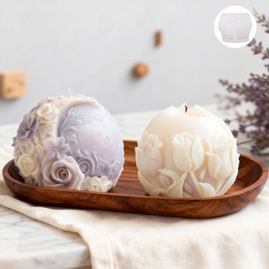 Molde de silicona con aroma a flor de luna morada, molde DIY 3D de flor de luna esférica para difusor, molde de silicona para hornear pasteles - Product Image 4