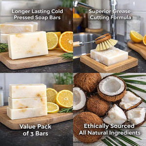 Jabón Artesanal de Manteca de Karité con Aroma a Limón, Set de Limpieza para Platos con Caja de Regalo Personalizada - Product Image 4