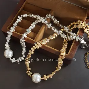 Women chain necklace ore imitation pearl jewelry 2022 les bijoux