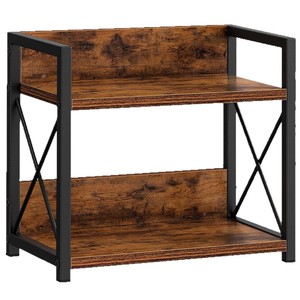 Kitchen Storage Rack 2 Tier Brown Wood Metal X Shape Design Countertop Organizer for Pantry Bathroom - Product Image 3