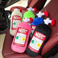 Jouets en peluche personnalisés, vente chaude, décoration de voiture, bouteille de protoxyde d'azote NOS, jouets en peluche, coussin de siège de voiture, coussin en peluche, coton PP, OEM