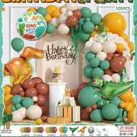 Kit d'arche de ballons en latex et feuille d'aluminium, thème dinosaures, pour décorations de fête d'anniversaire personnalisées pour filles et garçons, avec cartes en papier exquises