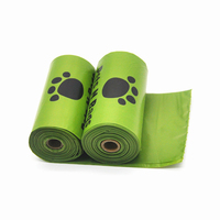 Sacs à déjections pour animaux de compagnie biodégradables en HDPE/PE, thermoscellables, avec cordon de serrage, imprimés flexo, 25x35cm, 120 microns d'épaisseur, vert, stock en vrac, personnalisables