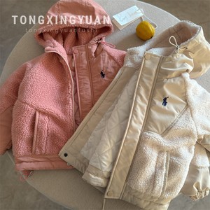 Thickened Warm Boys Hooded Lamb Wool Coat Lined Windproof Autumn Winter Clothing Baby Size - Product Image 3