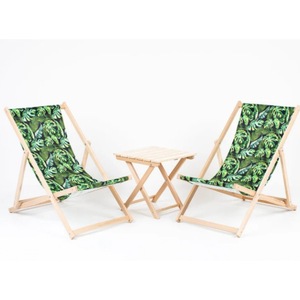 เก้าอี้อาบแดดแบบพับได้ 120x54 ซม. ทำจากไม้ สำหรับใช้งานกลางแจ้ง ชายหาด ดีไซน์สไตล์ชายทะเล - Product Image 2