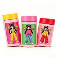Pot en verre rose inviolable de 90/180 ml avec fenêtre, résistant aux enfants, hermétique, pour bonbons gélifiés, fleurs et herbes, avec fermeture CRC