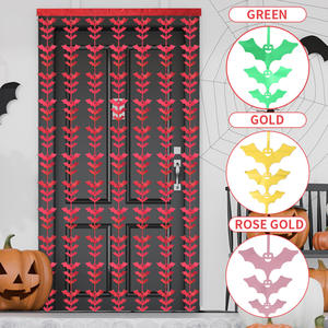 Cortina de Seda con Diseño de Murciélagos para Decoración de Casa Embrujada de Halloween, Adorno Colgante para Fiestas, Escenas de Terror, Cortina de Puerta con Borlas - Product Image 2