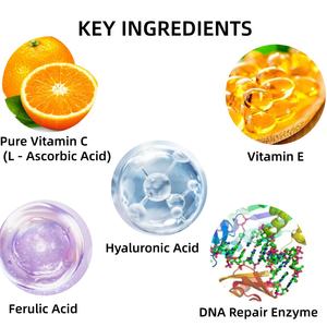 Suero Antienvejecimiento de 30 ml con Vitamina C+E y Ácido Ferúlico, Enzimas Reparadoras del ADN y Antioxidantes |   Reduce las Arrugas, las Líneas Finas y Aclara <span class=keywords><strong>la</strong></span> <span class=keywords><strong>Piel</strong></span> - Product Image 3