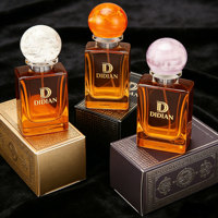 Flacon de parfum vide de luxe carré en ambre de haute qualité personnalisé avec bouchon doré, logo personnalisé, vaporisateur atomiseur 30ml/50ml/100ml