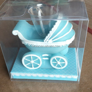 Adorable Baby Shower Favors Birthday Holiday Souvenir Decoration Boy <strong>Blue</strong> and Pink Girl Baby Carriage <strong>Candle</strong> - Product Image 1