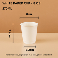 Gobelets à café jetables en papier kraft épais à double paroi isolés anti-brûlure avec couvercles, 500/boîte, pour boissons chaudes, en stock, vente en gros